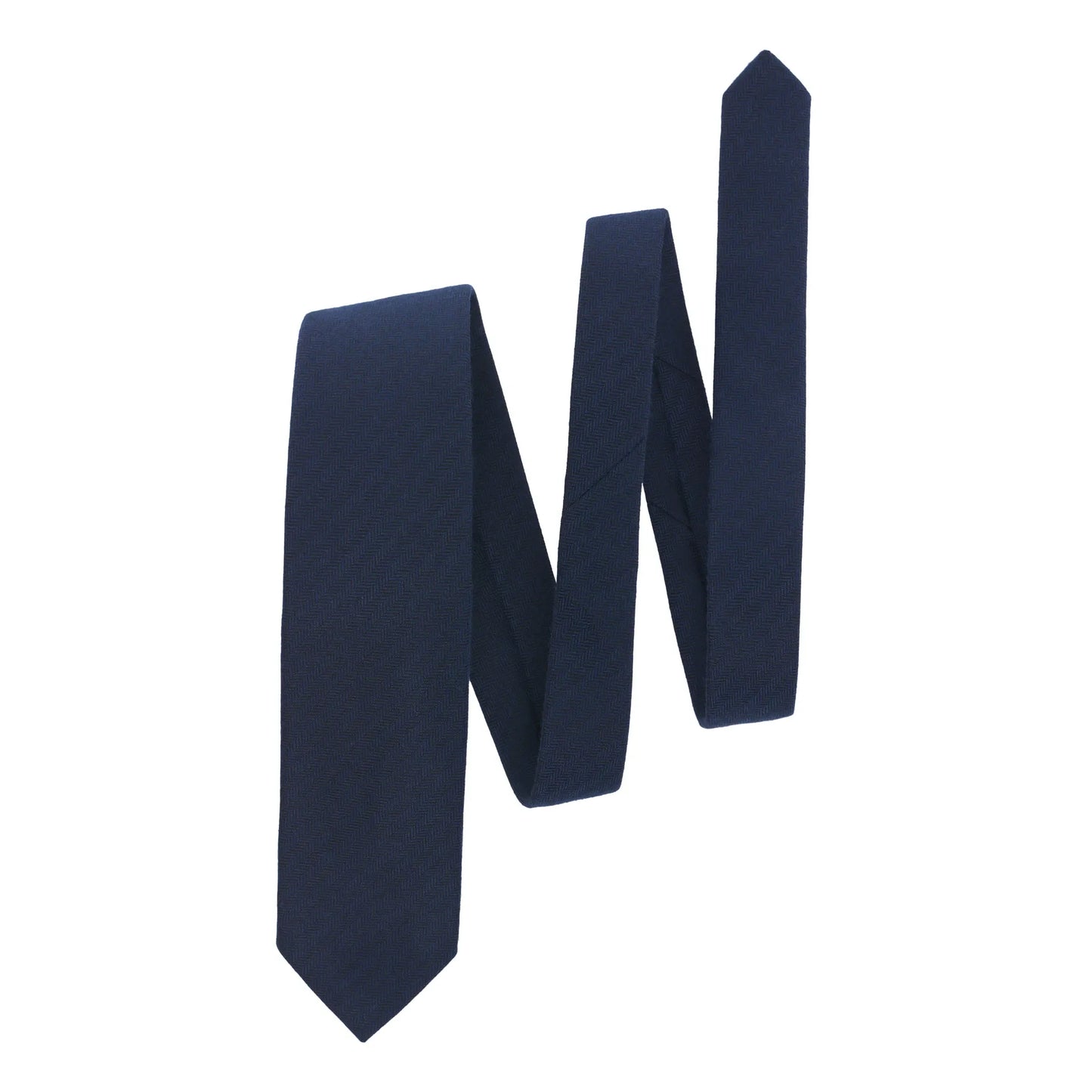 Herringbone Cashmere Tie in Navy Blue