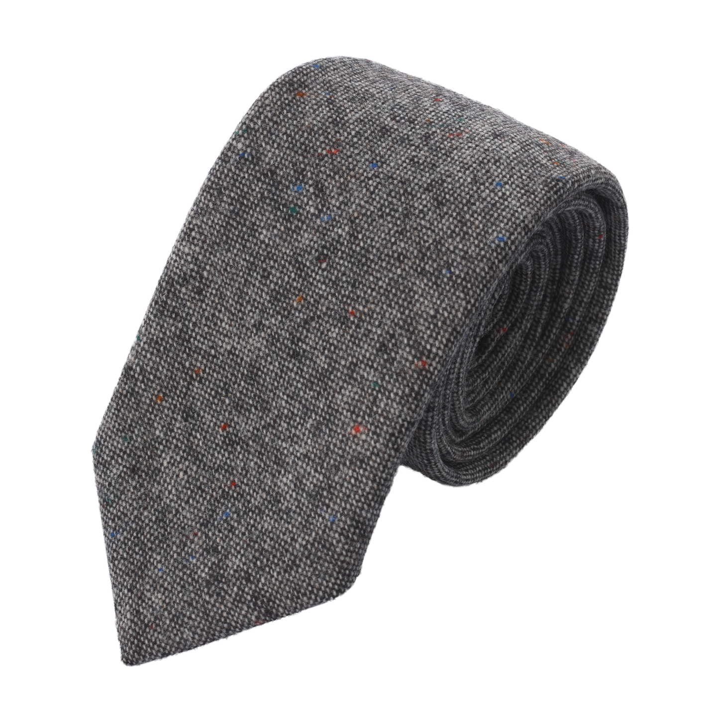 Woven Wool Polka Dot Tie in Brown Melange