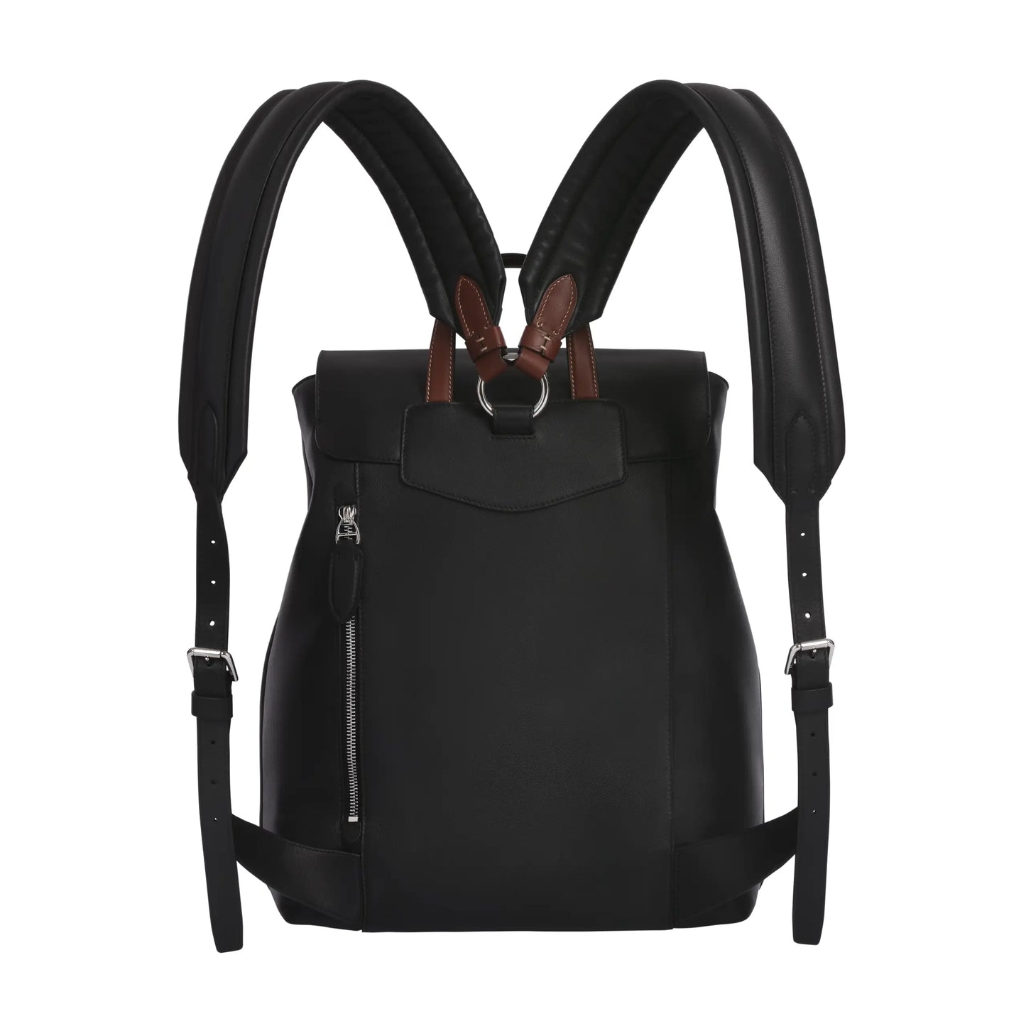 Smooth Calf Leather Backpack in Black with Brown Details