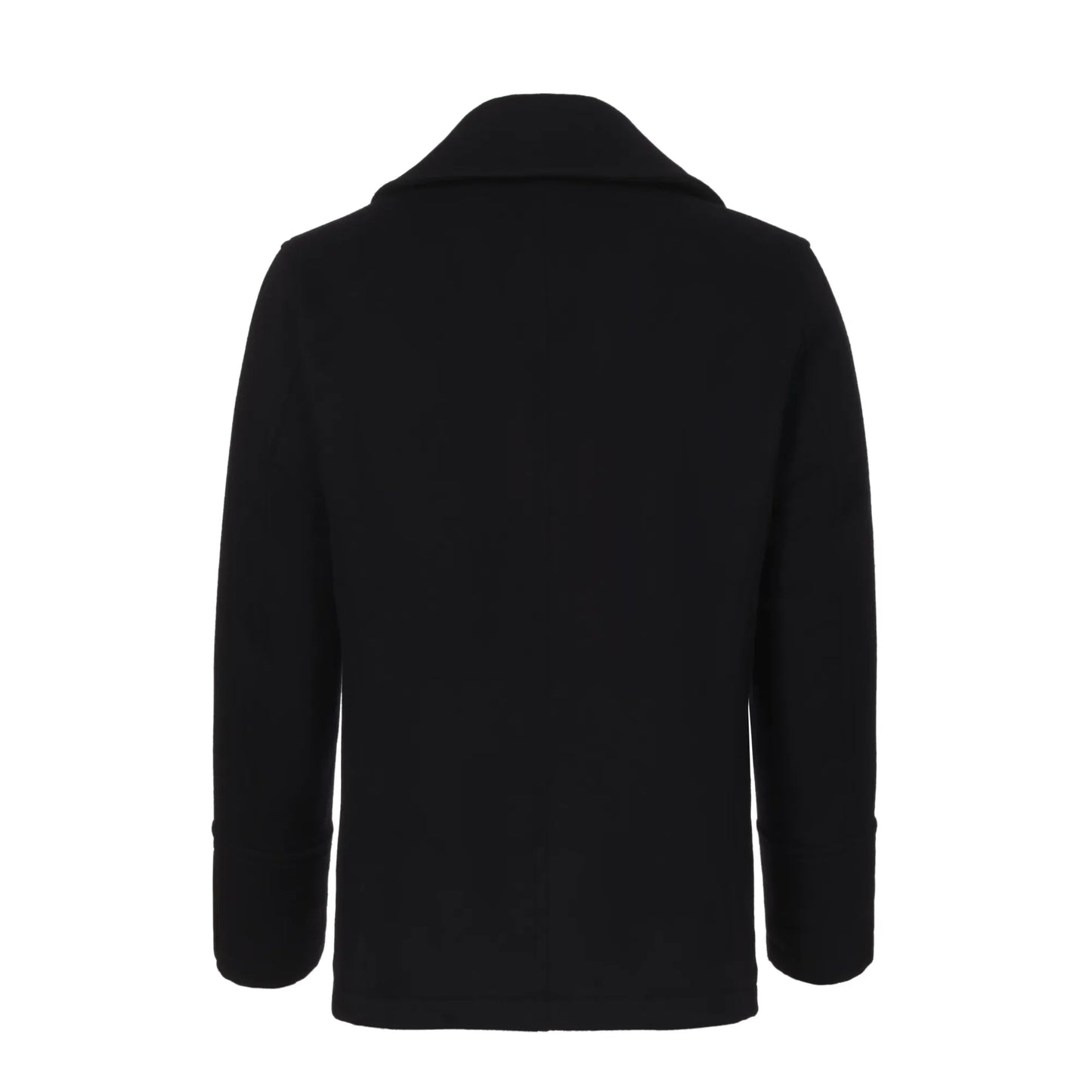 Wool and Cashmere Short Peacoat in Navy Blue