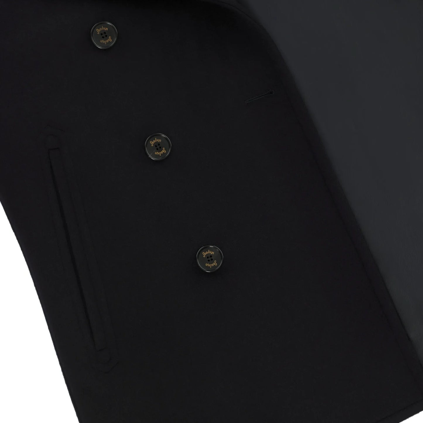 Wool and Cashmere Short Peacoat in Navy Blue
