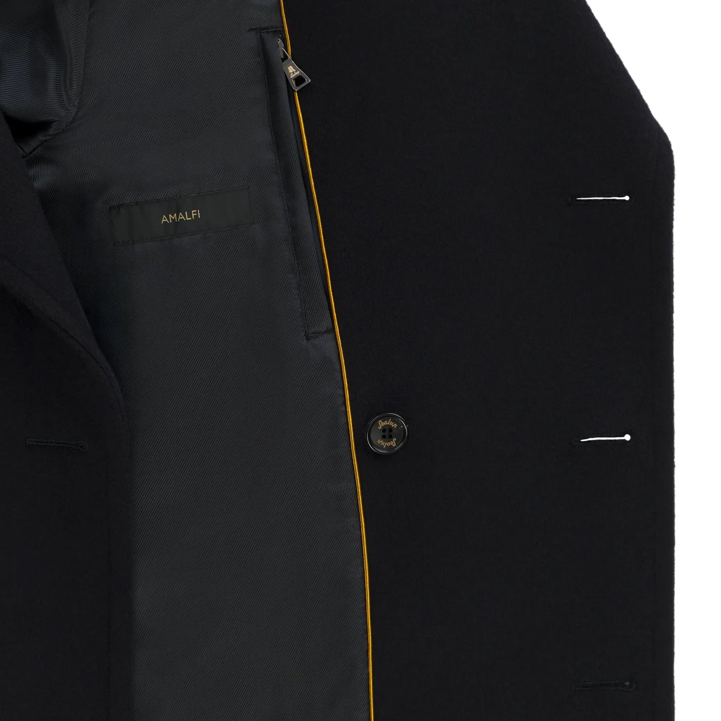 Wool and Cashmere Short Peacoat in Navy Blue