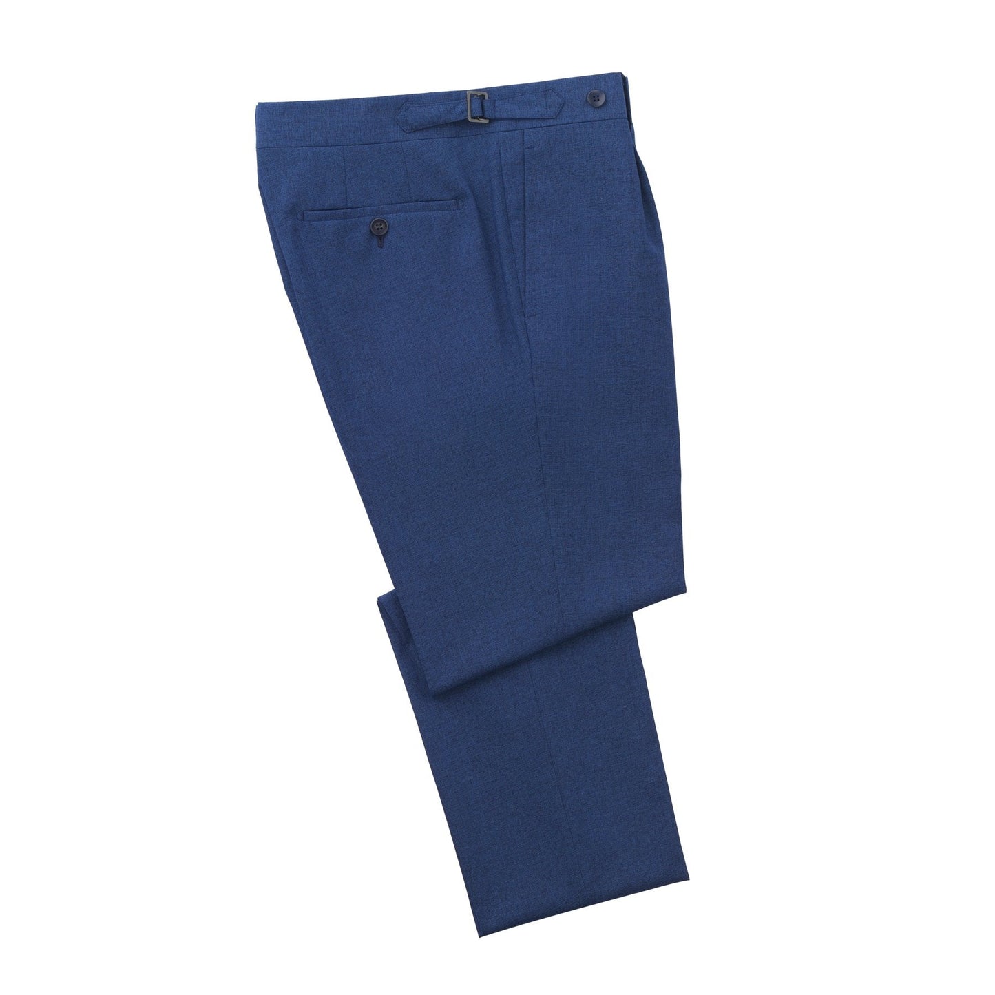 Rota Slim-Fit Pleated Wool and Silk-Blend Blue Trousers with Buckle Waist Adjusters - SARTALE
