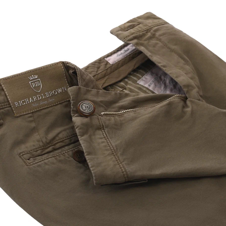 Regular-Fit Stretch-Cotton Trousers in Khaki