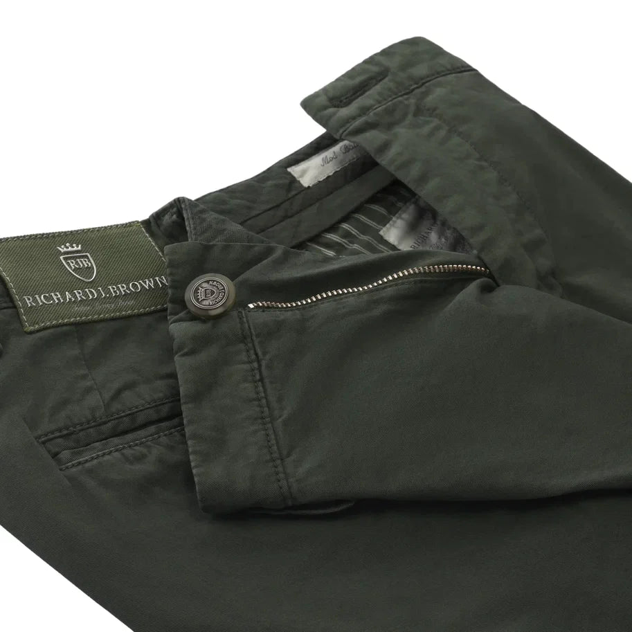 Regular-Fit Stretch-Cotton Trousers in Seaweed Green
