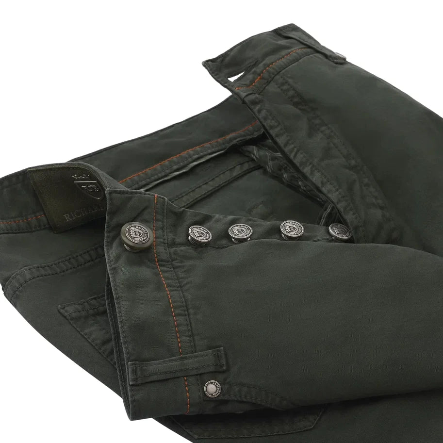 Slim-Fit Stretch-Cotton 5 Pocket Trousers in Seaweed Green