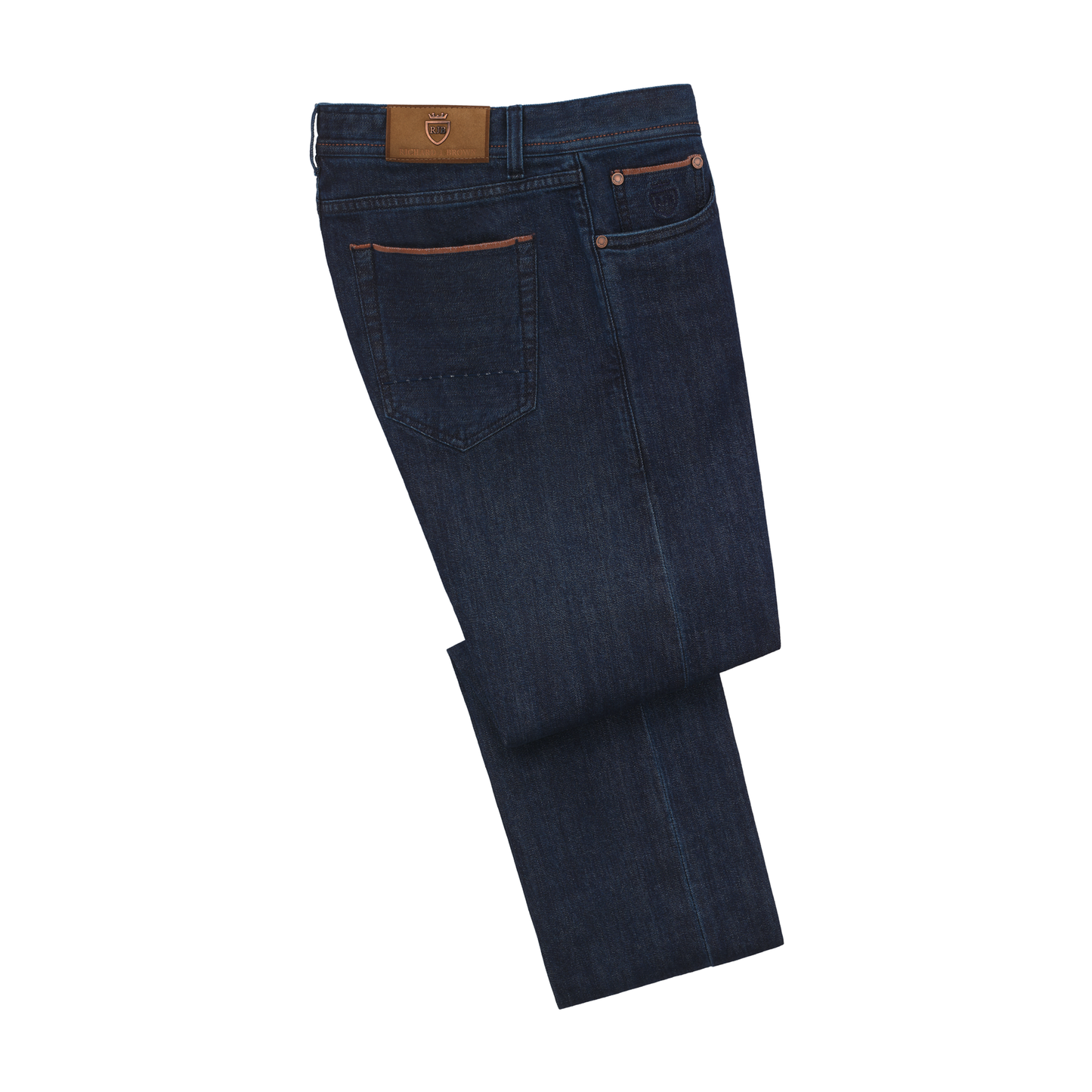 Regular-Fit Stretch-Cotton 5 Pocket Jeans in Selvedge Dark Denim