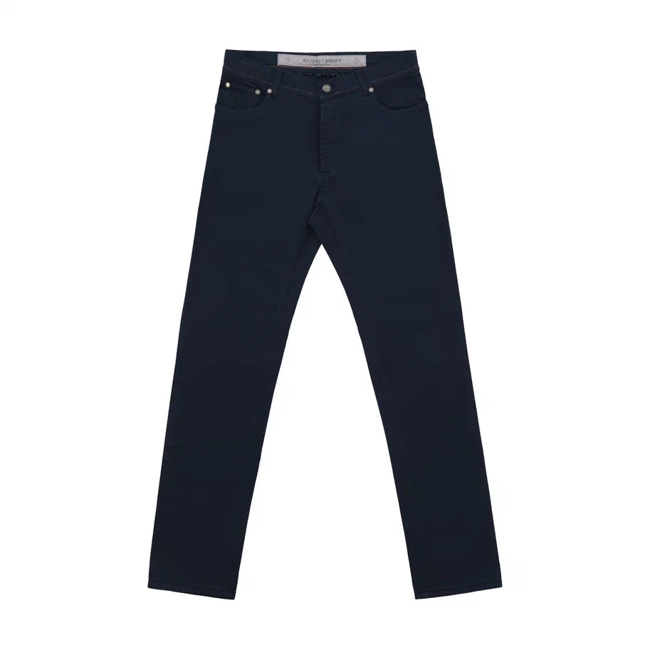 Slim-Fit Stretch-Cotton 5 Pocket Trousers in Blu