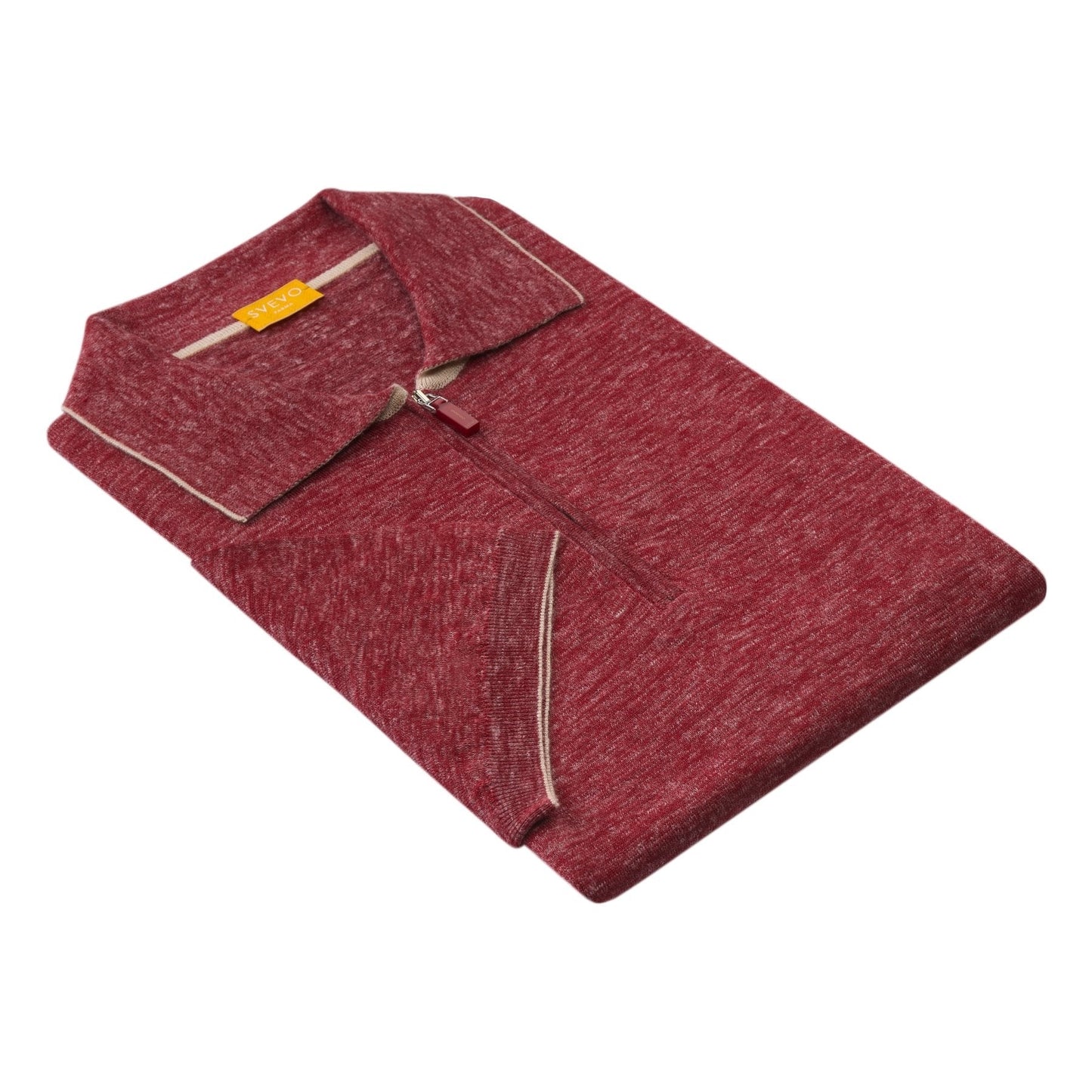 Svevo Silk and Linen-Blend Red Polo Shirt with Half Zip - SARTALE