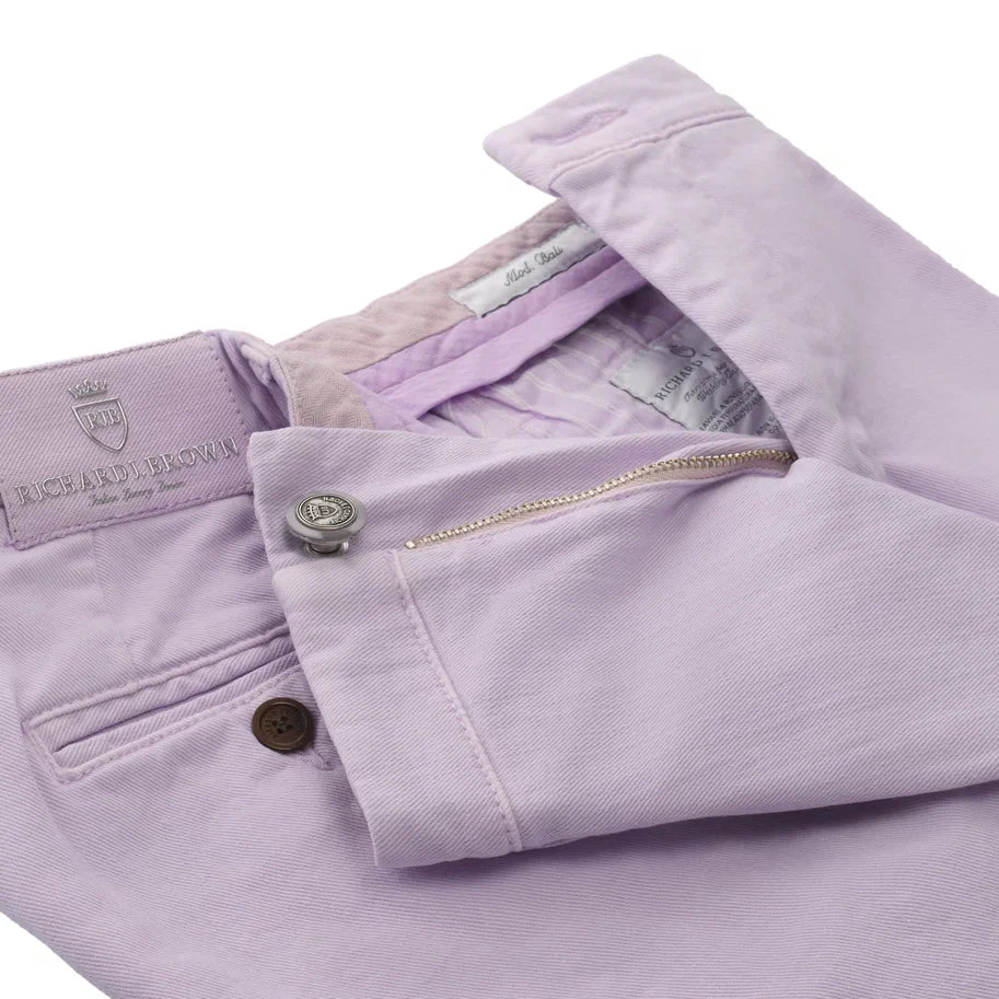 Regular-Fit Stretch-Cotton Trousers in Lilac