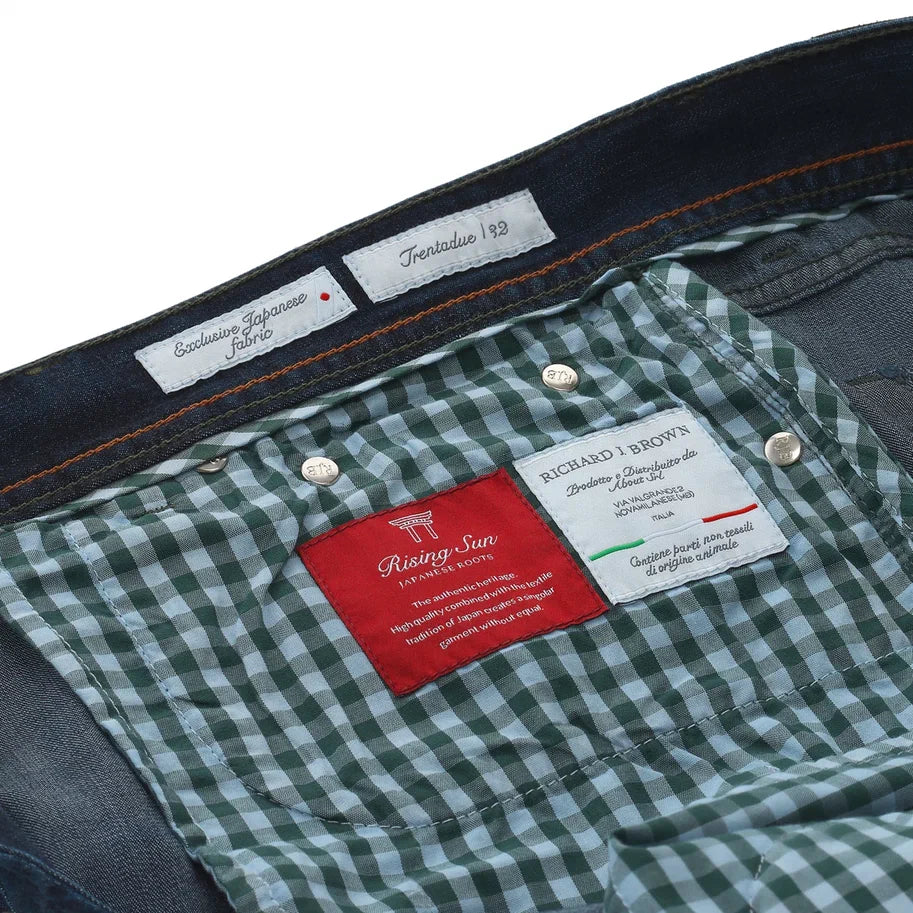 Regular-Fit Stretch Japanese Denim 5 Pocket Jeans in Denim Blu
