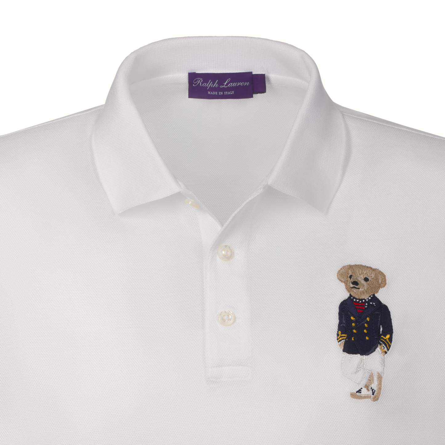 Nauticl Bear Cotton-Pique Polo-Shirt in White