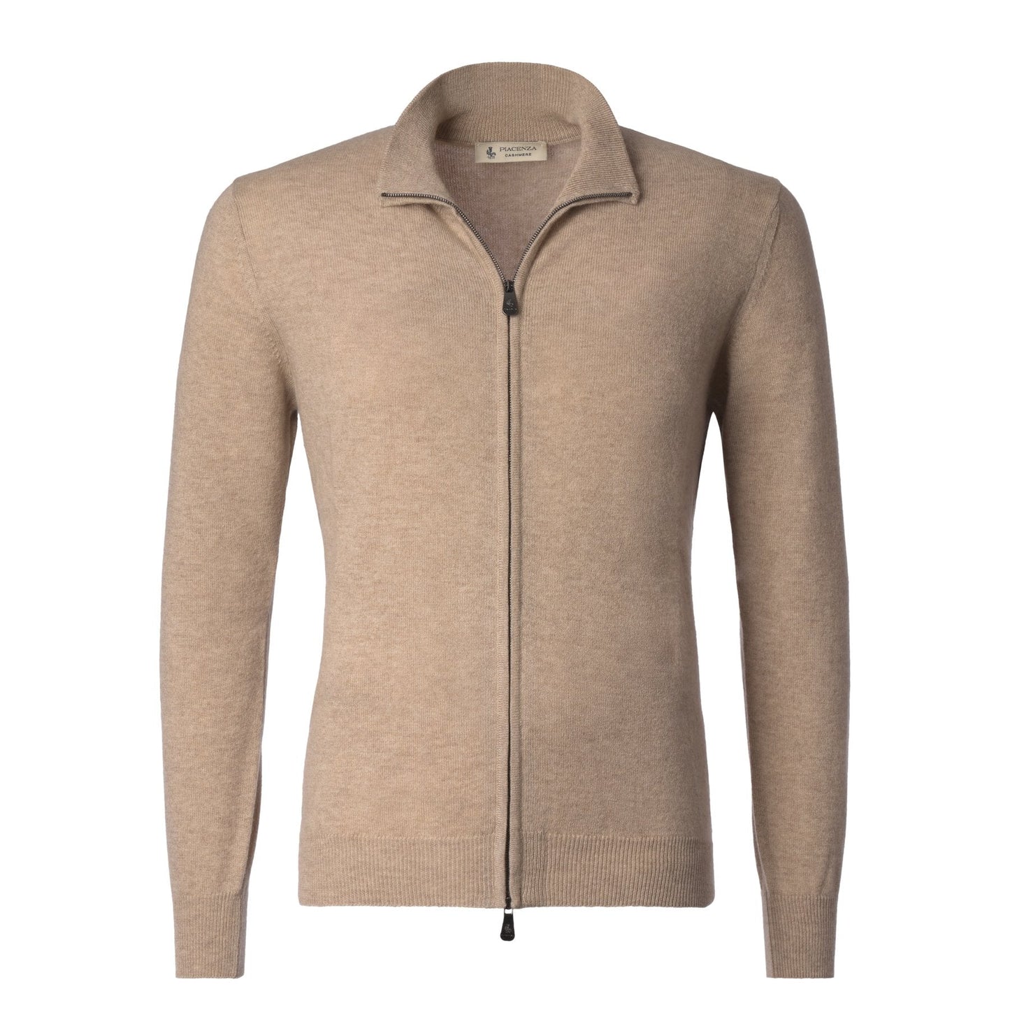 Piacenza Cashmere Zip-Up Cashmere Sweater in Beige - SARTALE