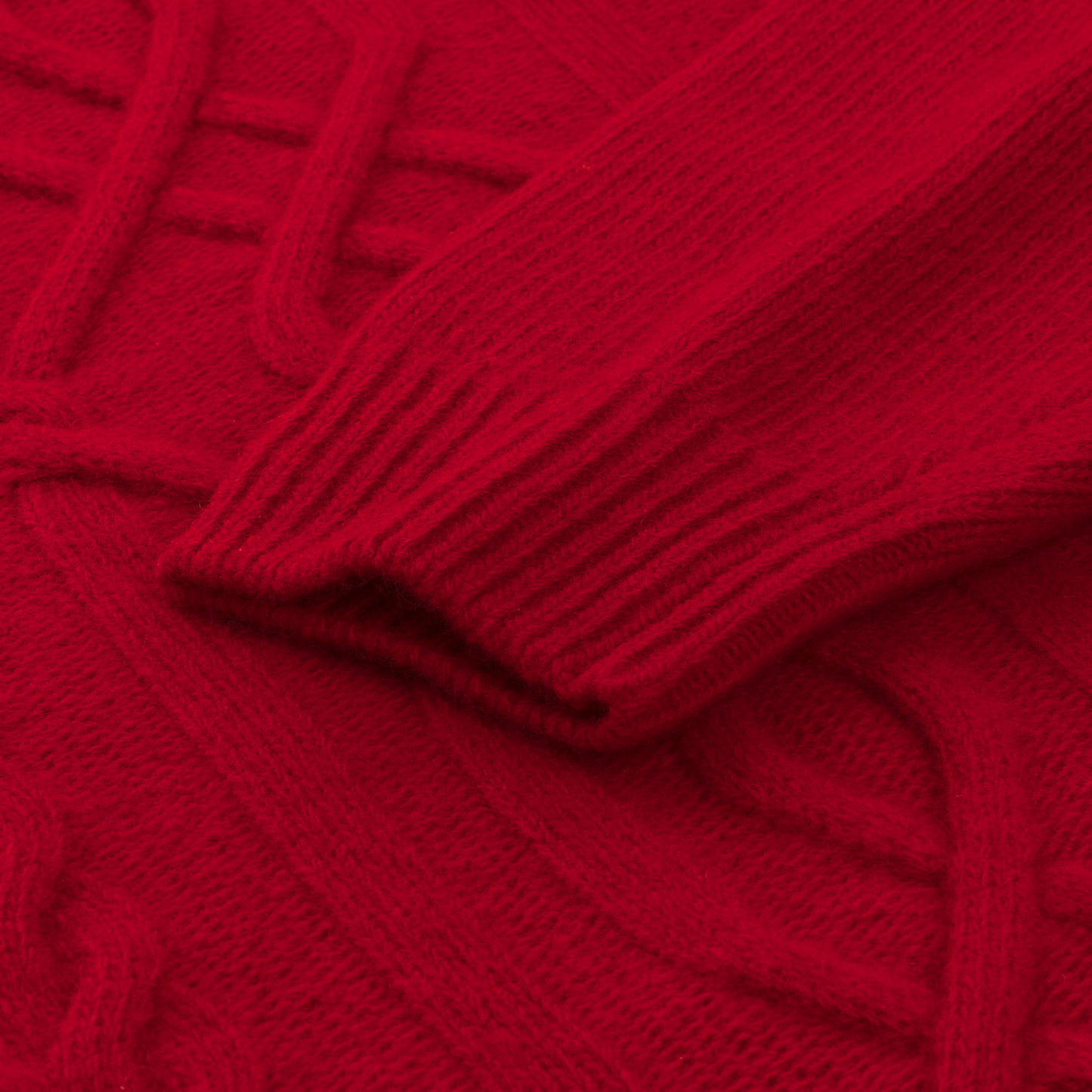 Piacenza Cashmere Turtleneck Cable-Knit Wool and Cashmere-Blend Sweater in Red - SARTALE