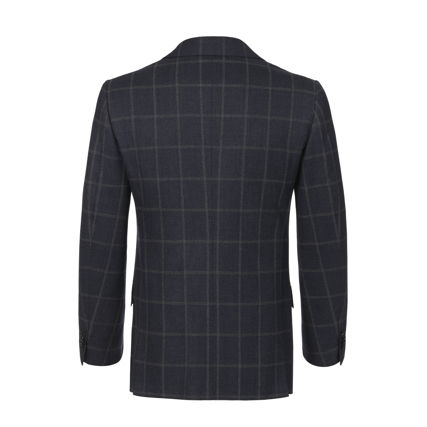 Cesare Attolini Single-Breasted Windowpane Wool and Silk-Blend Suit in Dark Blue - SARTALE