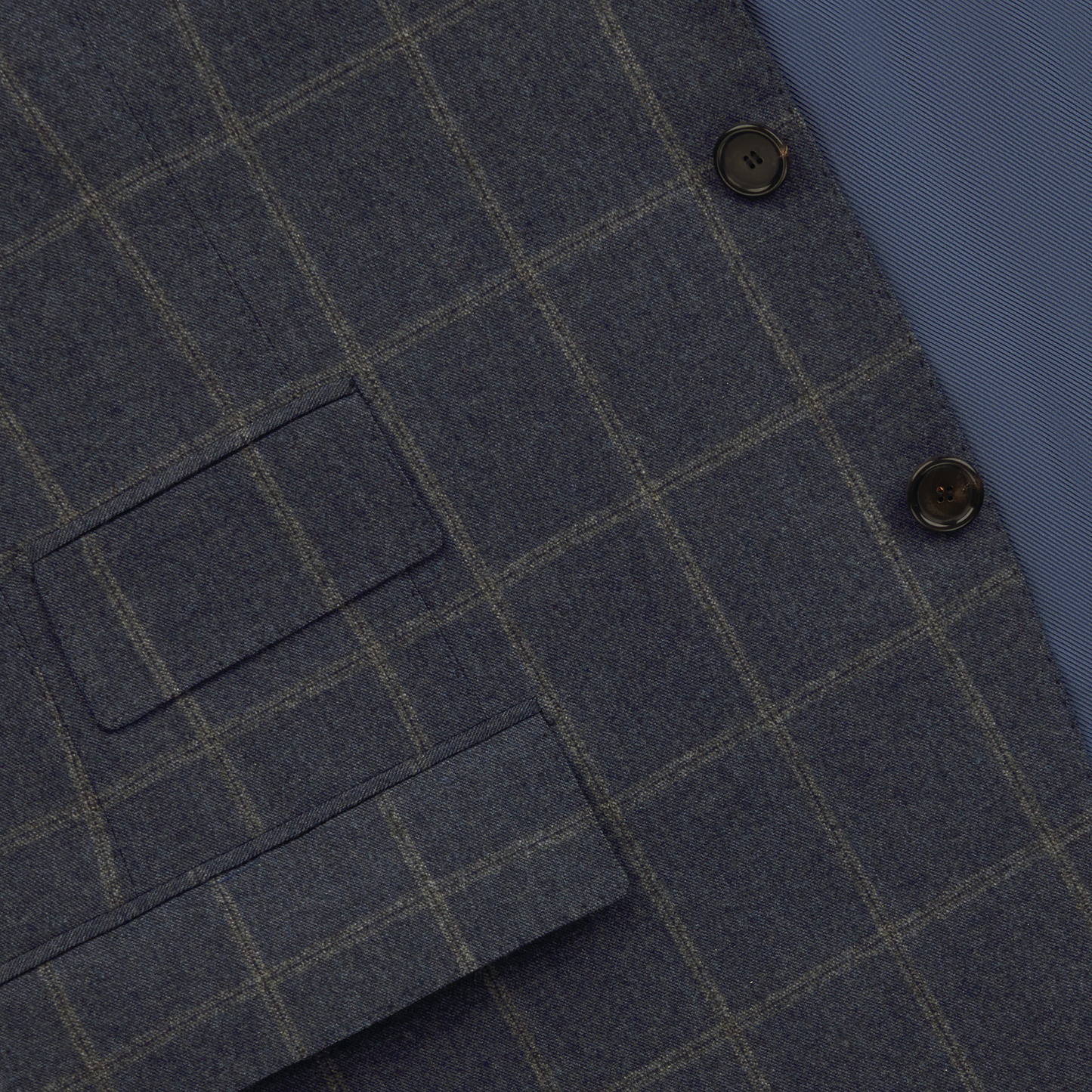 Cesare Attolini Single-Breasted Windowpane Wool and Silk-Blend Suit in Dark Blue - SARTALE