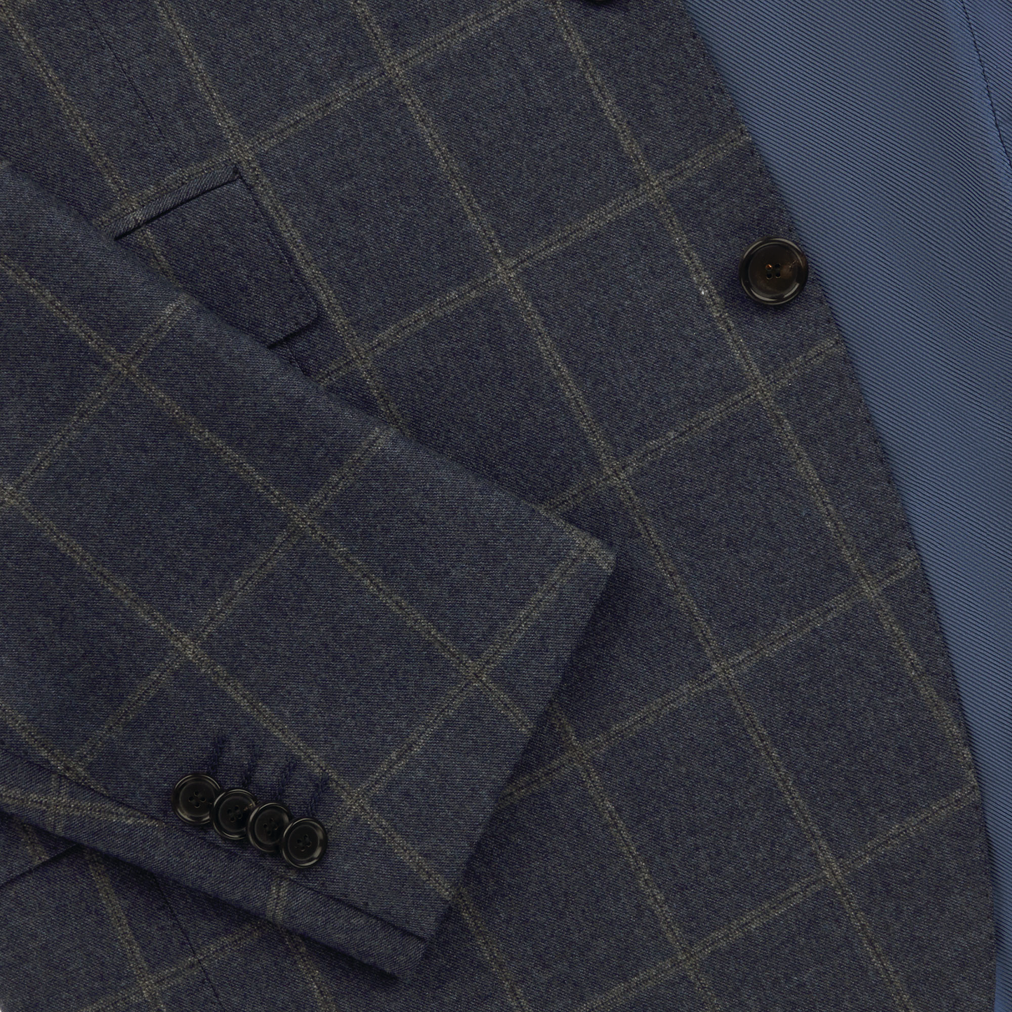 Cesare Attolini Single-Breasted Windowpane Wool and Silk-Blend Suit in Dark Blue - SARTALE
