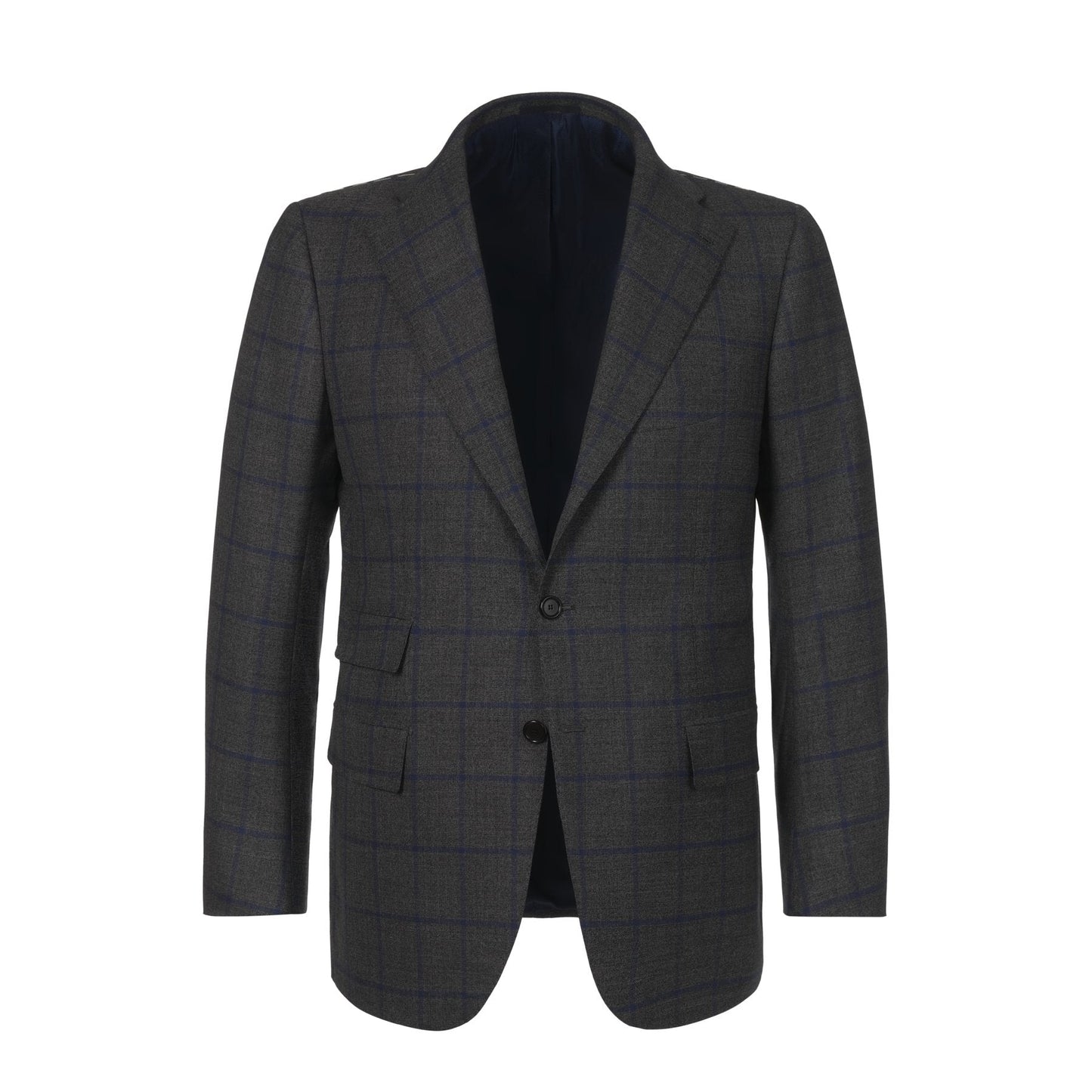 Cesare Attolini Single-Breasted Windowpane Wool suit in Dark Grey - SARTALE