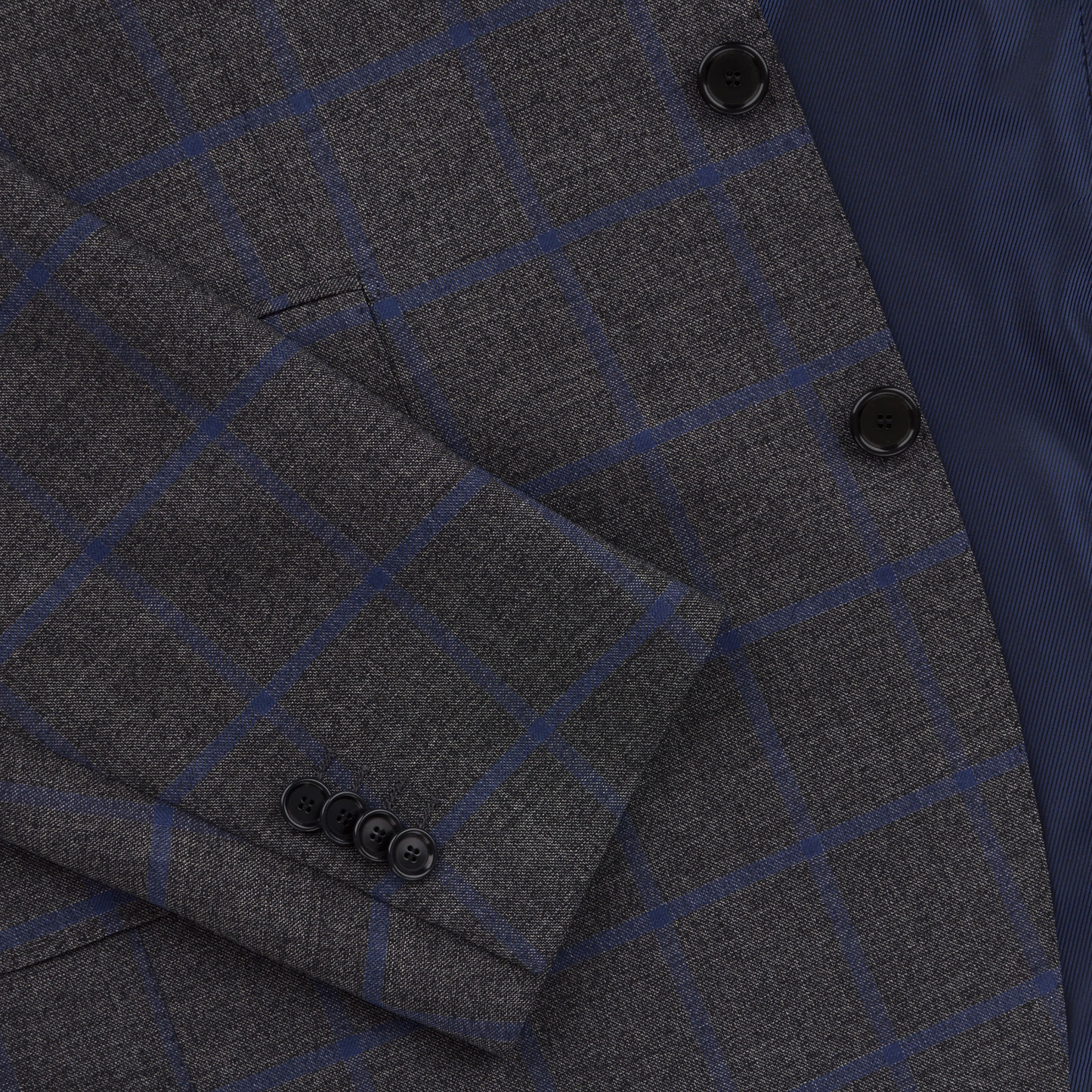 Cesare Attolini Single-Breasted Windowpane Wool suit in Dark Grey - SARTALE