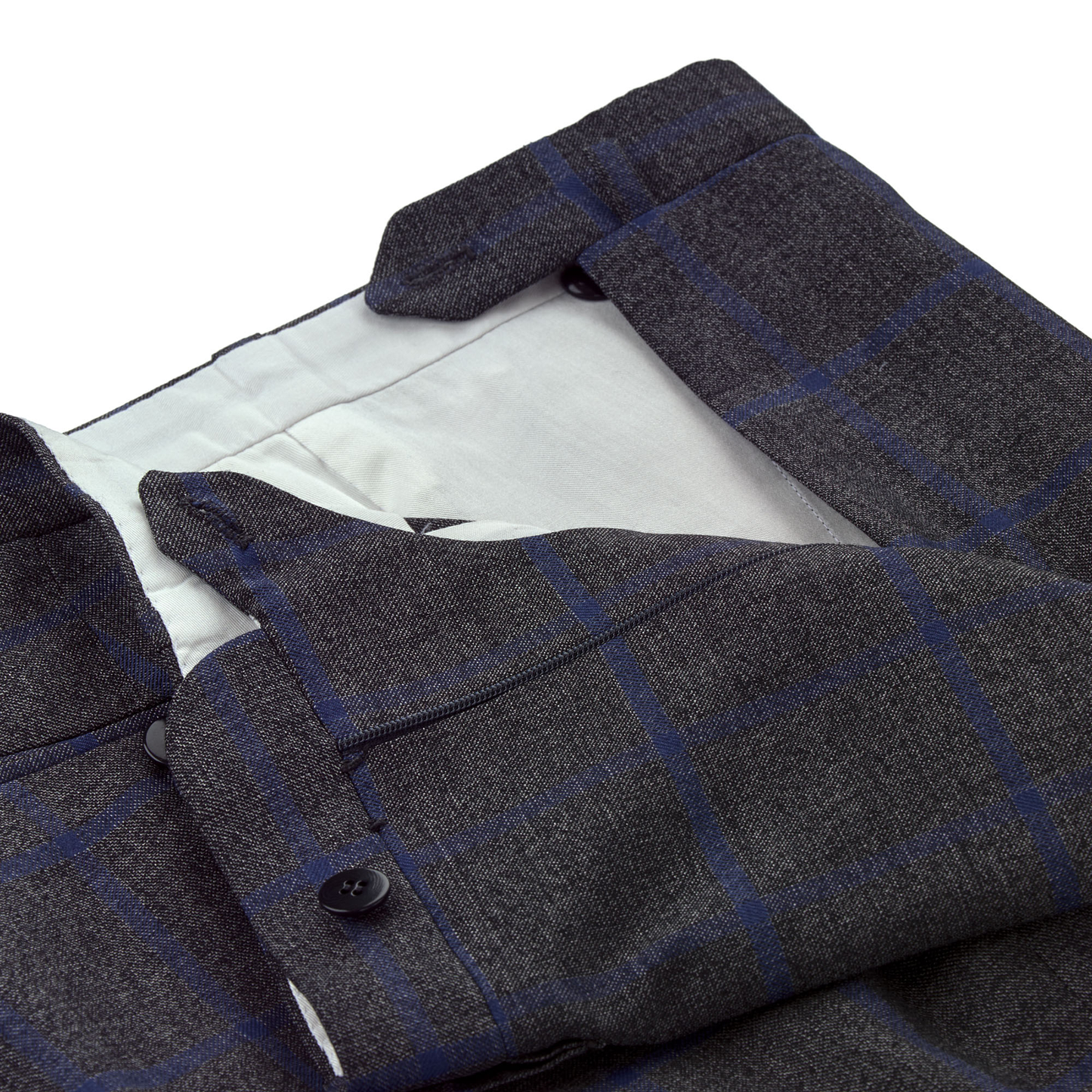 Cesare Attolini Single-Breasted Windowpane Wool suit in Dark Grey - SARTALE