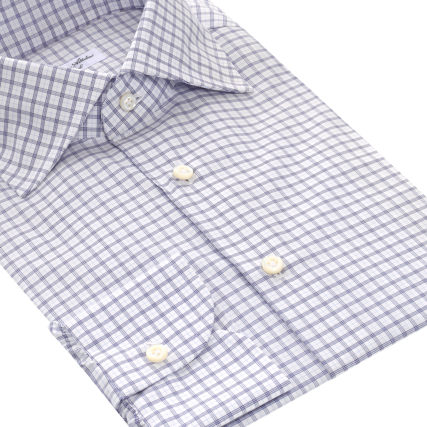 Cesare Attolini Checked Cotton Shirt in White and Blue - SARTALE