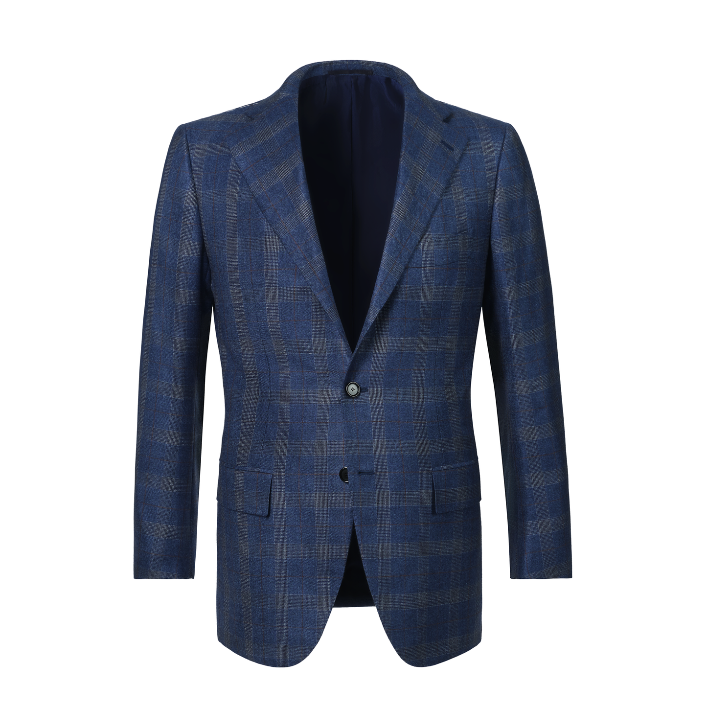 Single-Breasted Checked Cashmere and Silk-Blend Jacket in Light Blue