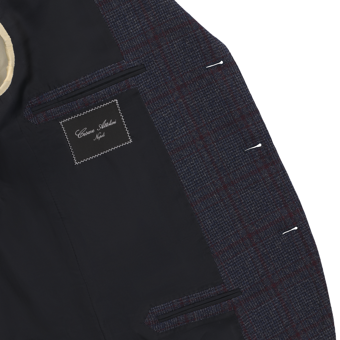 Cesare Attolini Single-Breasted Glencheck Wool Jacket in Dark Blue - SARTALE