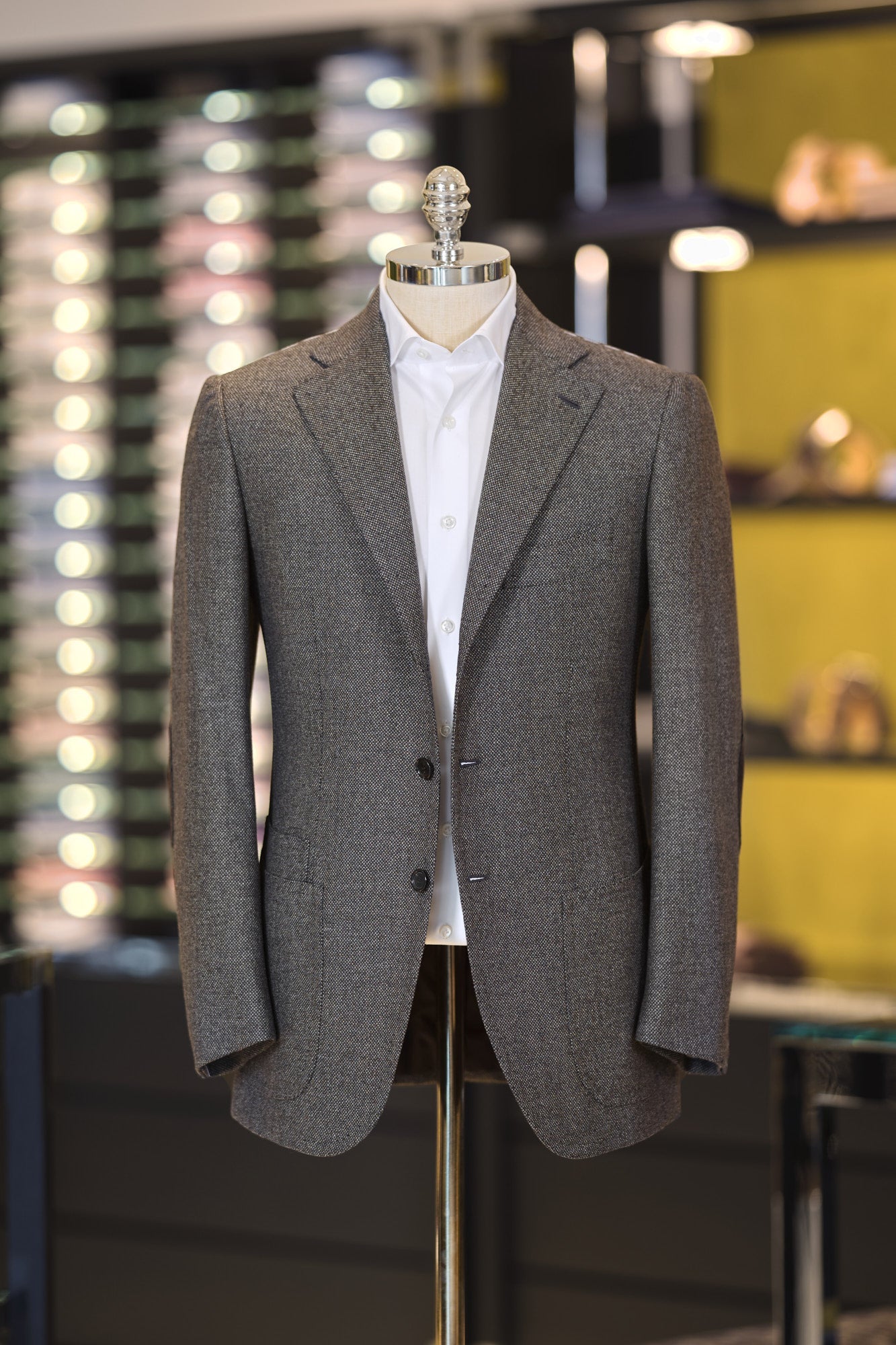 Single-Breasted Wool Jacket in Brown