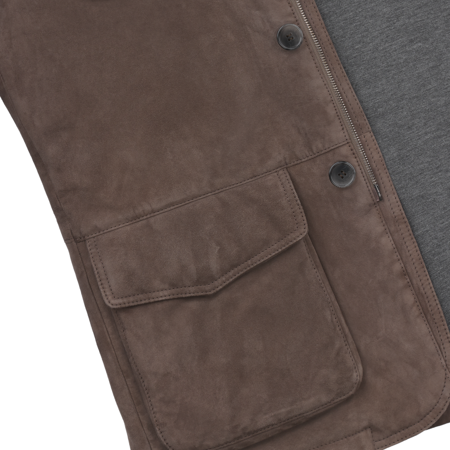 Mandelli Suede Jacket in Taupe - SARTALE