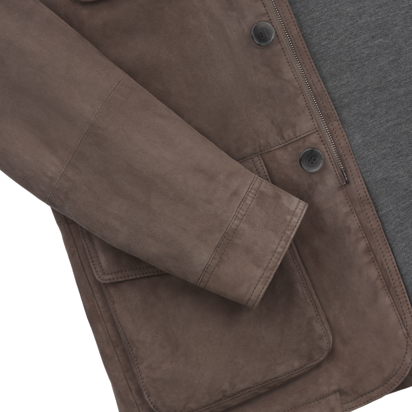 Mandelli Suede Jacket in Taupe - SARTALE