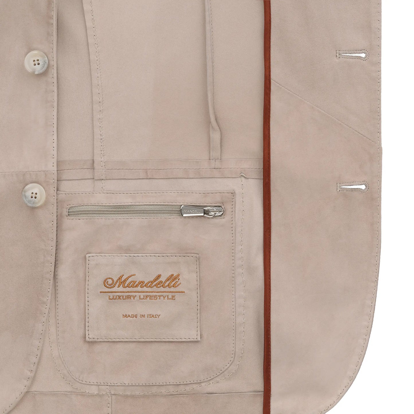 Suede Leather Blazer in Ivory