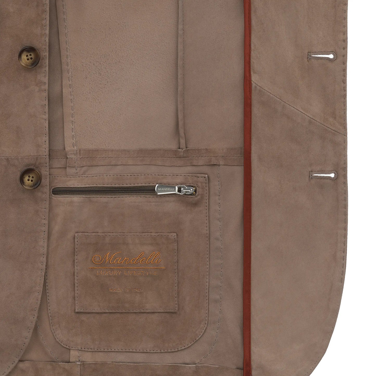 Suede Leather Blazer in Taupe