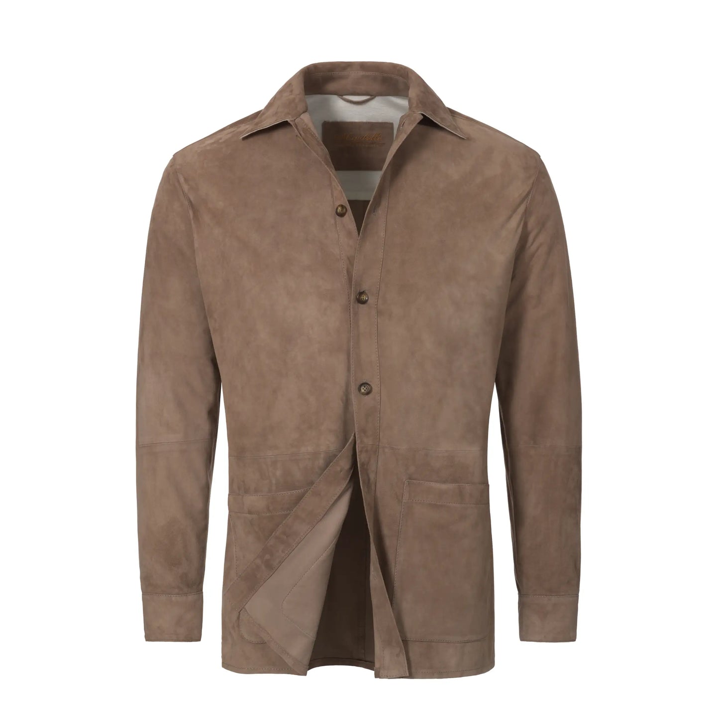 Leather Overshirt in Taupe