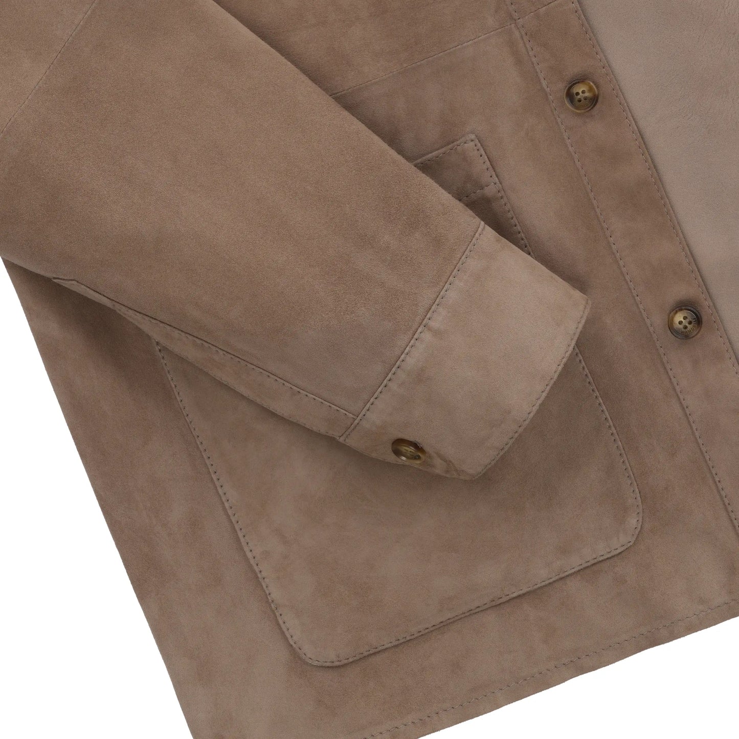 Leather Overshirt in Taupe