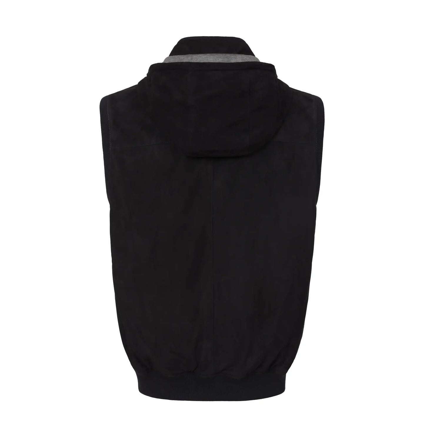 Hooded Leather Vest in Dark Blue