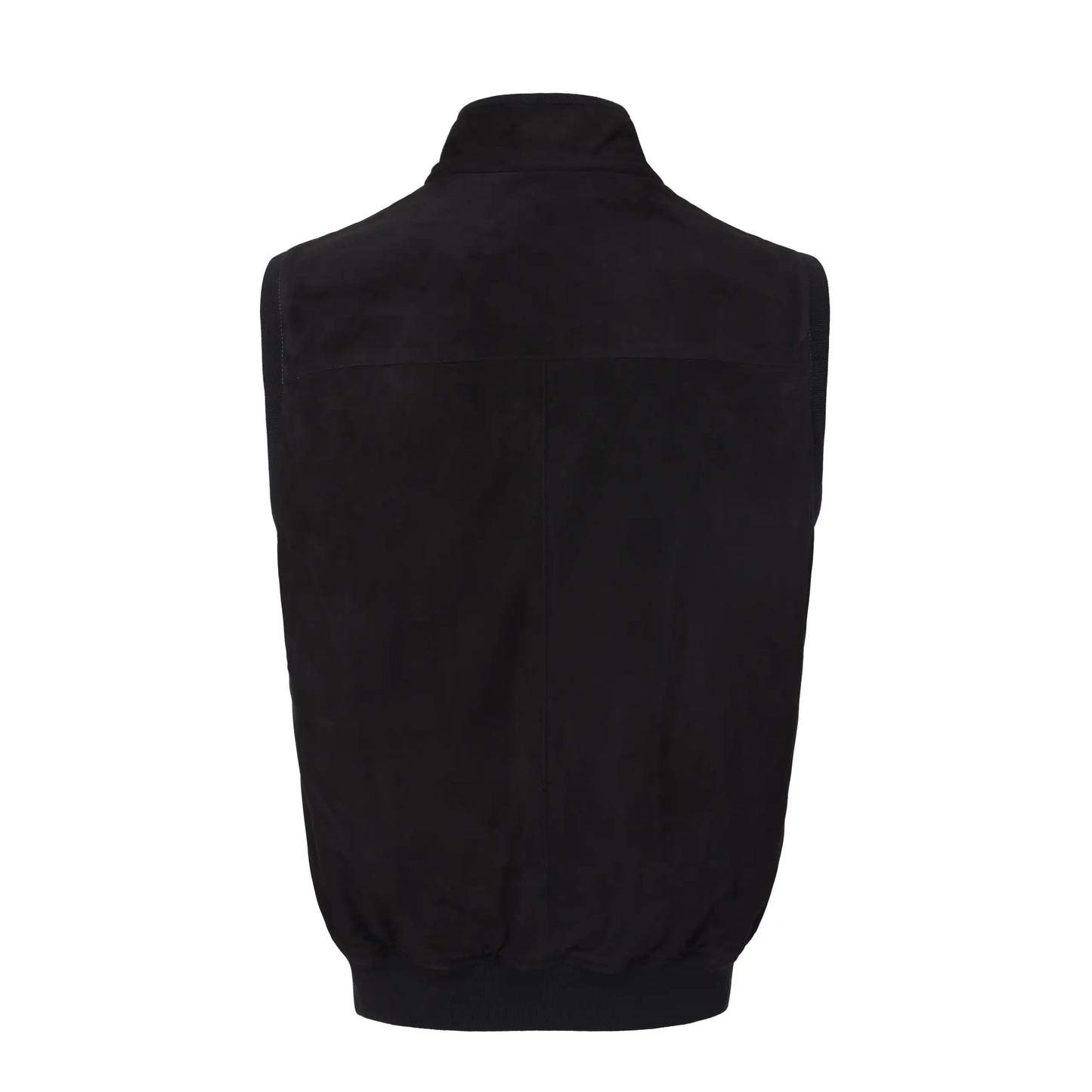 Hooded Leather Vest in Dark Blue