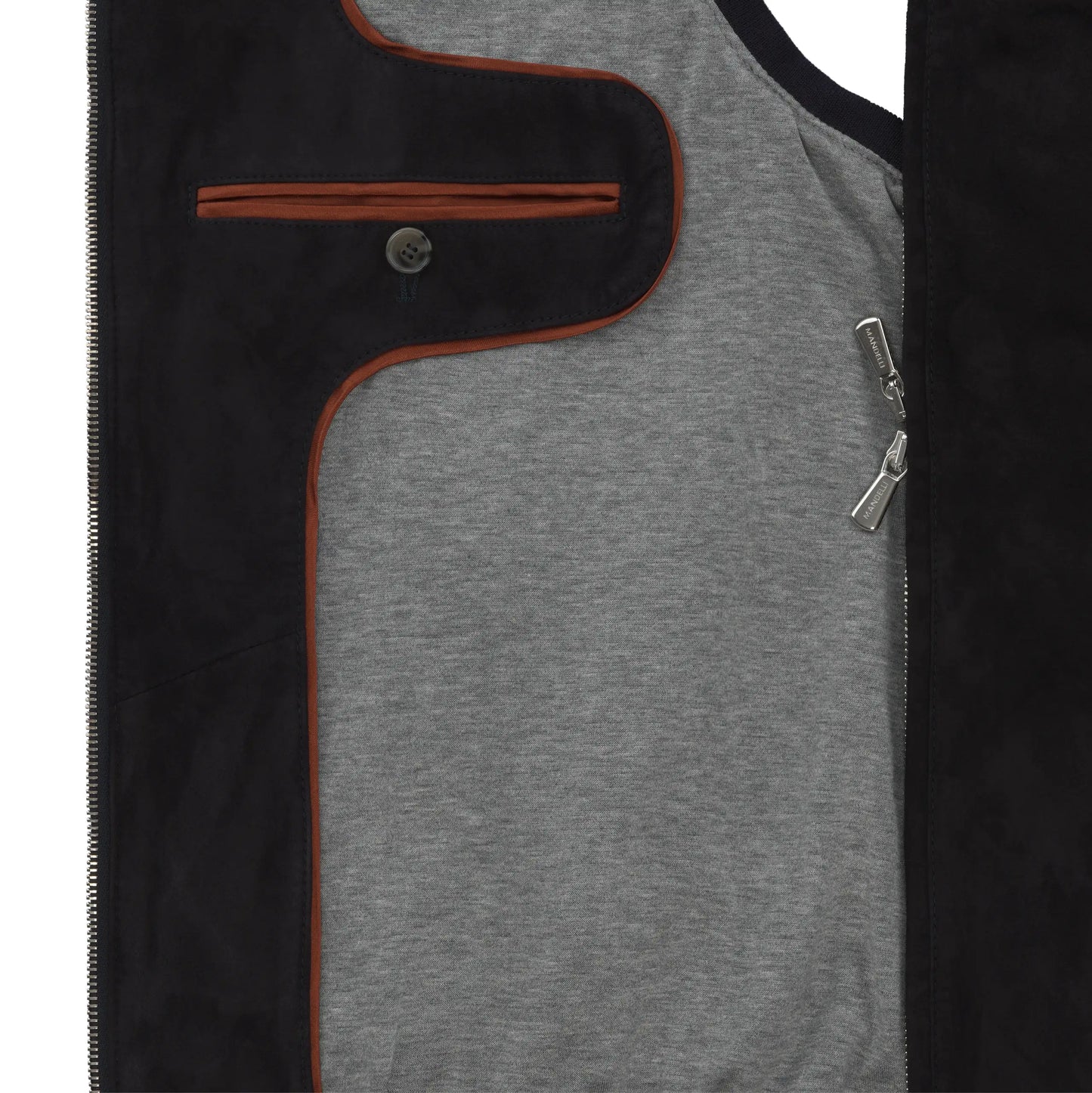 Hooded Leather Vest in Dark Blue