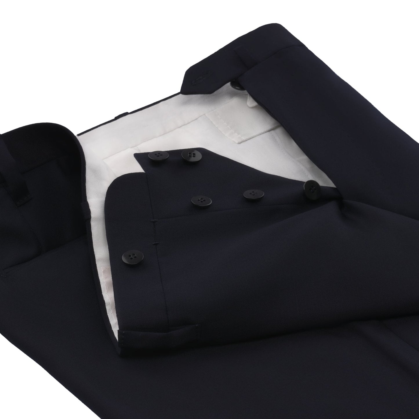 Single-Breasted Wool Suit in Dark Blue