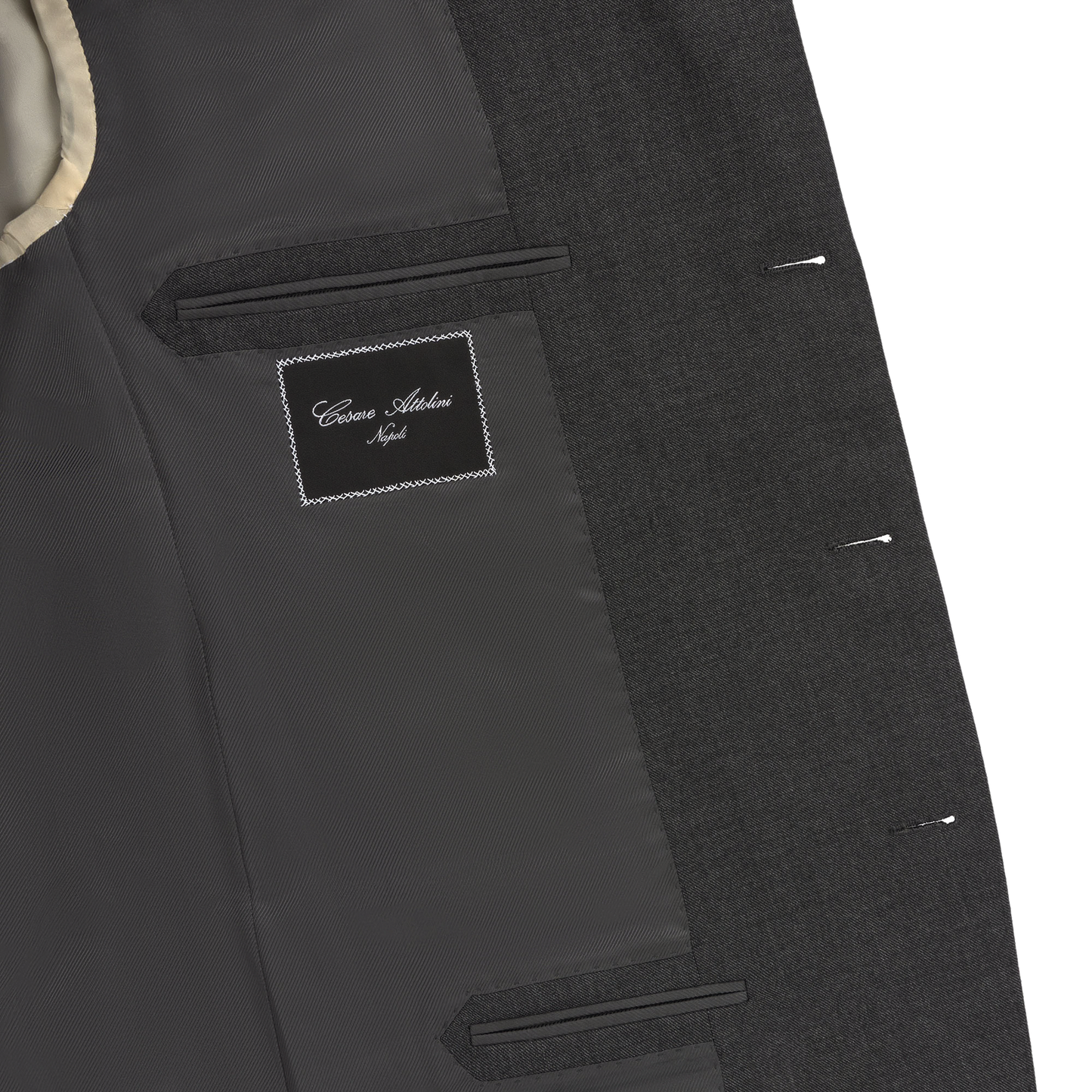 Cesare Attolini Single-Breasted Classic Wool Suit in Dark Grey - SARTALE