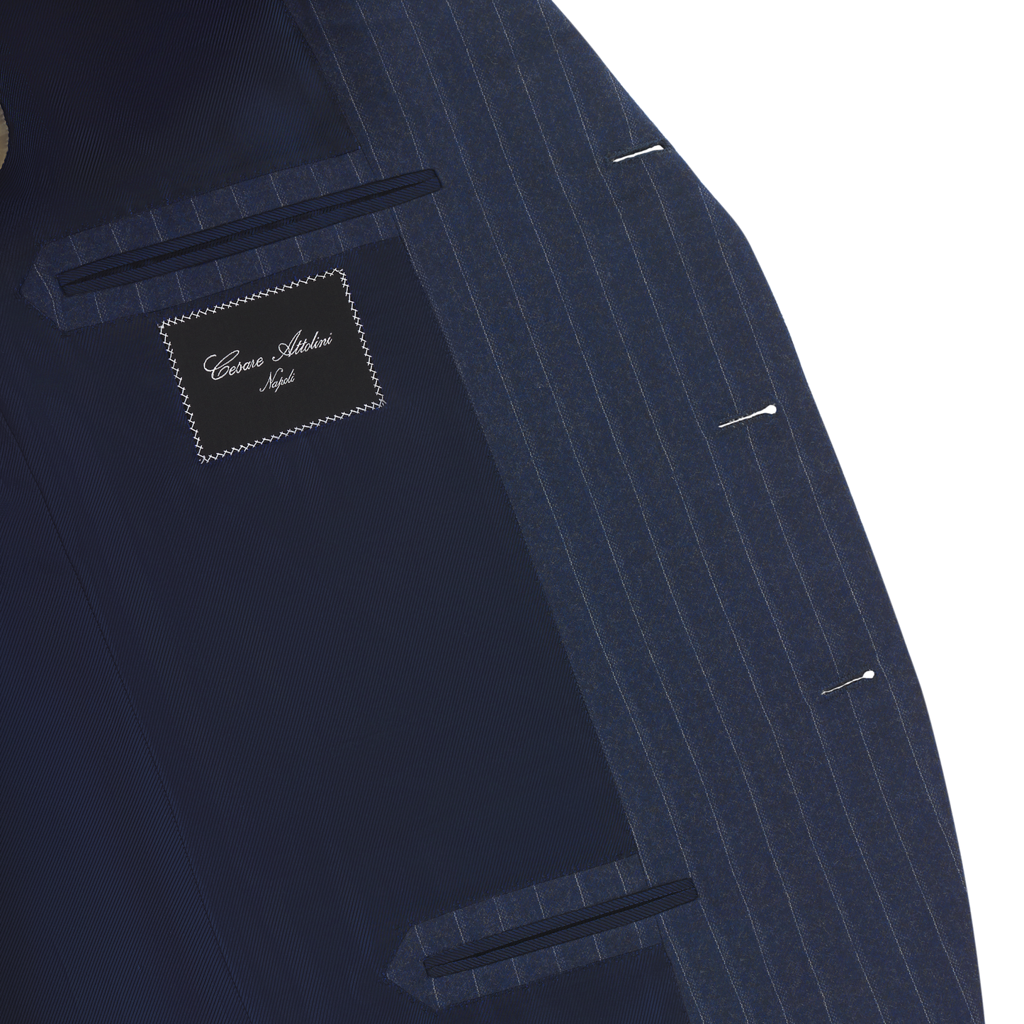 Cesare Attolini Single-Breasted Striped Wool Suit in Dark Blue - SARTALE