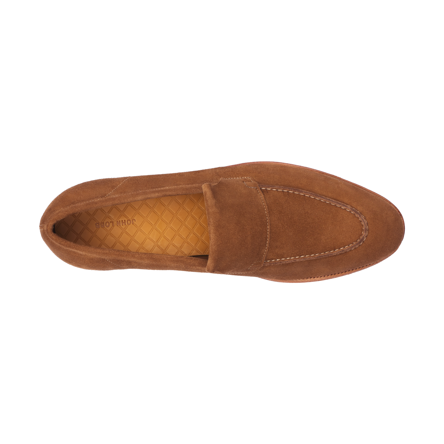 John Lobb "Aley" Suede Loafer with Hand-Stitched Apron in Brown - SARTALE