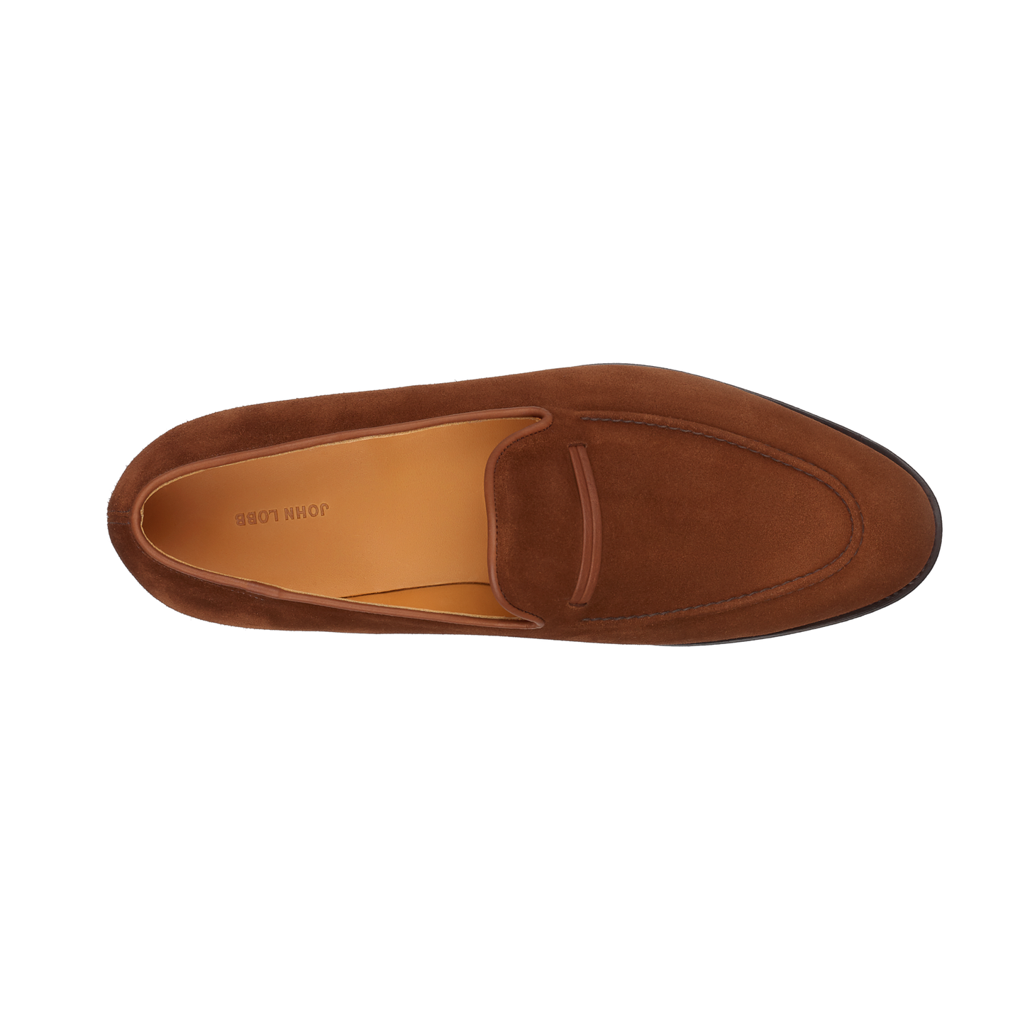 John Lobb "Amble" Suede Loafer with Hand Stitched Apron in Brown - SARTALE