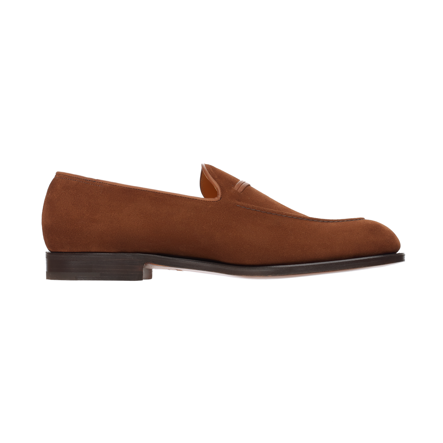 John Lobb "Amble" Suede Loafer with Hand Stitched Apron in Brown - SARTALE