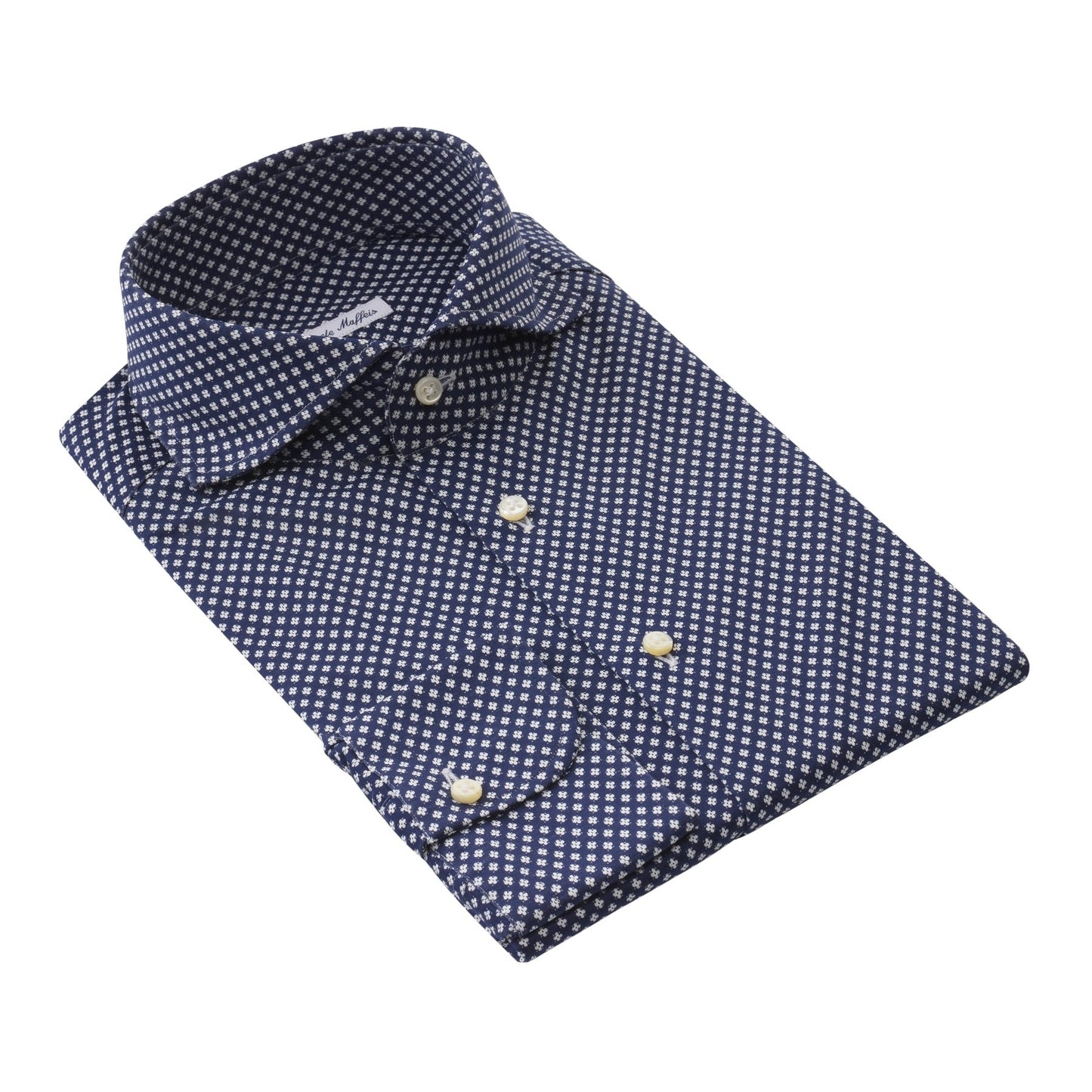 Emanuele Maffeis Jersey-Cotton Dark Blue Shirt with Flower Print - SARTALE