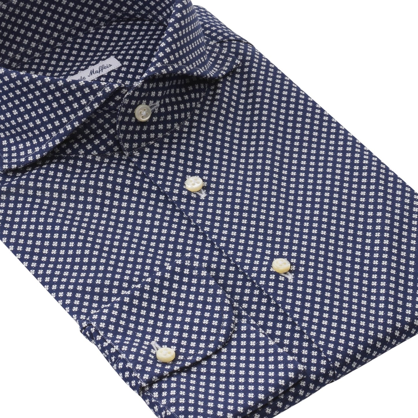 Emanuele Maffeis Jersey-Cotton Dark Blue Shirt with Flower Print - SARTALE