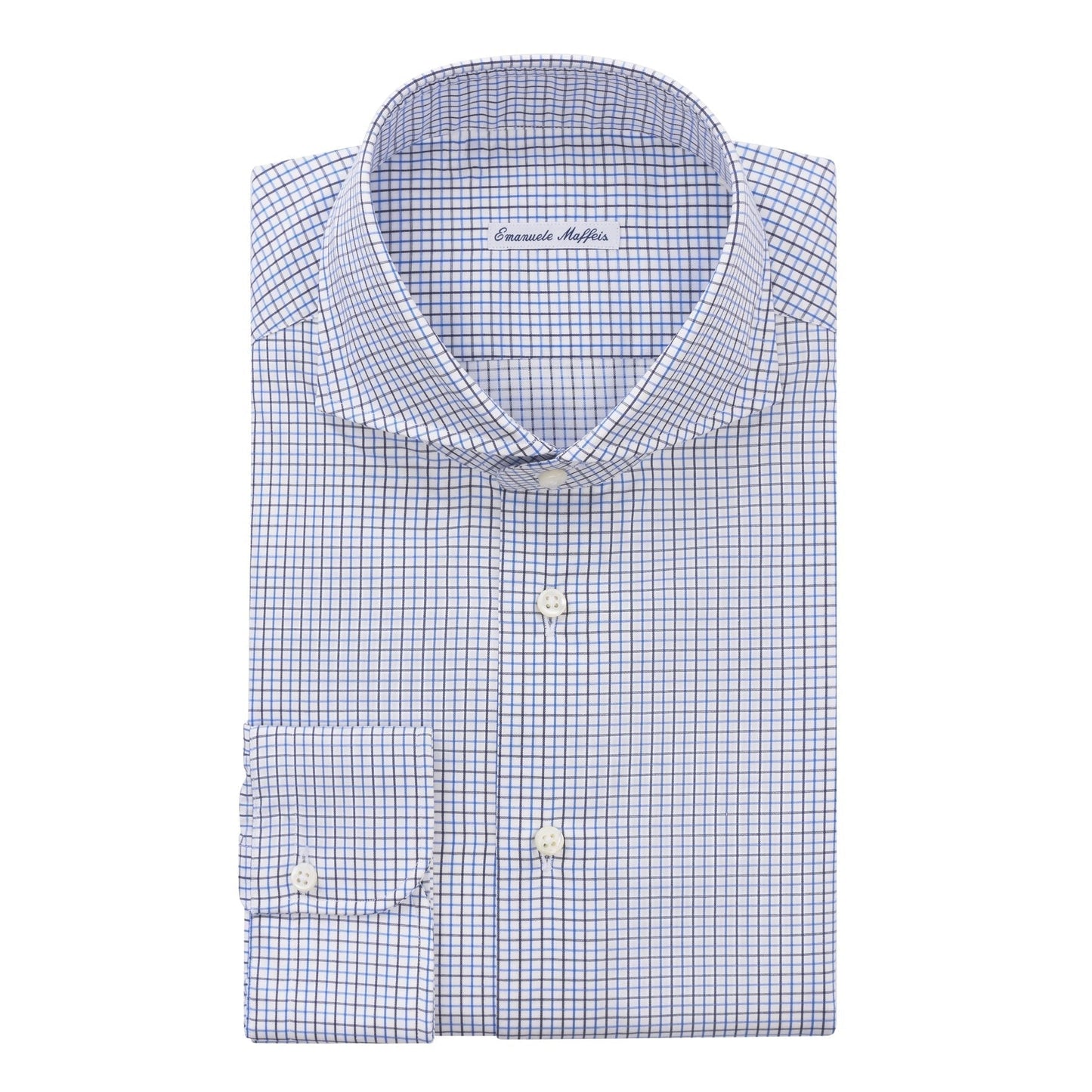Emanuele Maffeis Tattersall Multicolor Cotton Shirt with Shark Collar - SARTALE