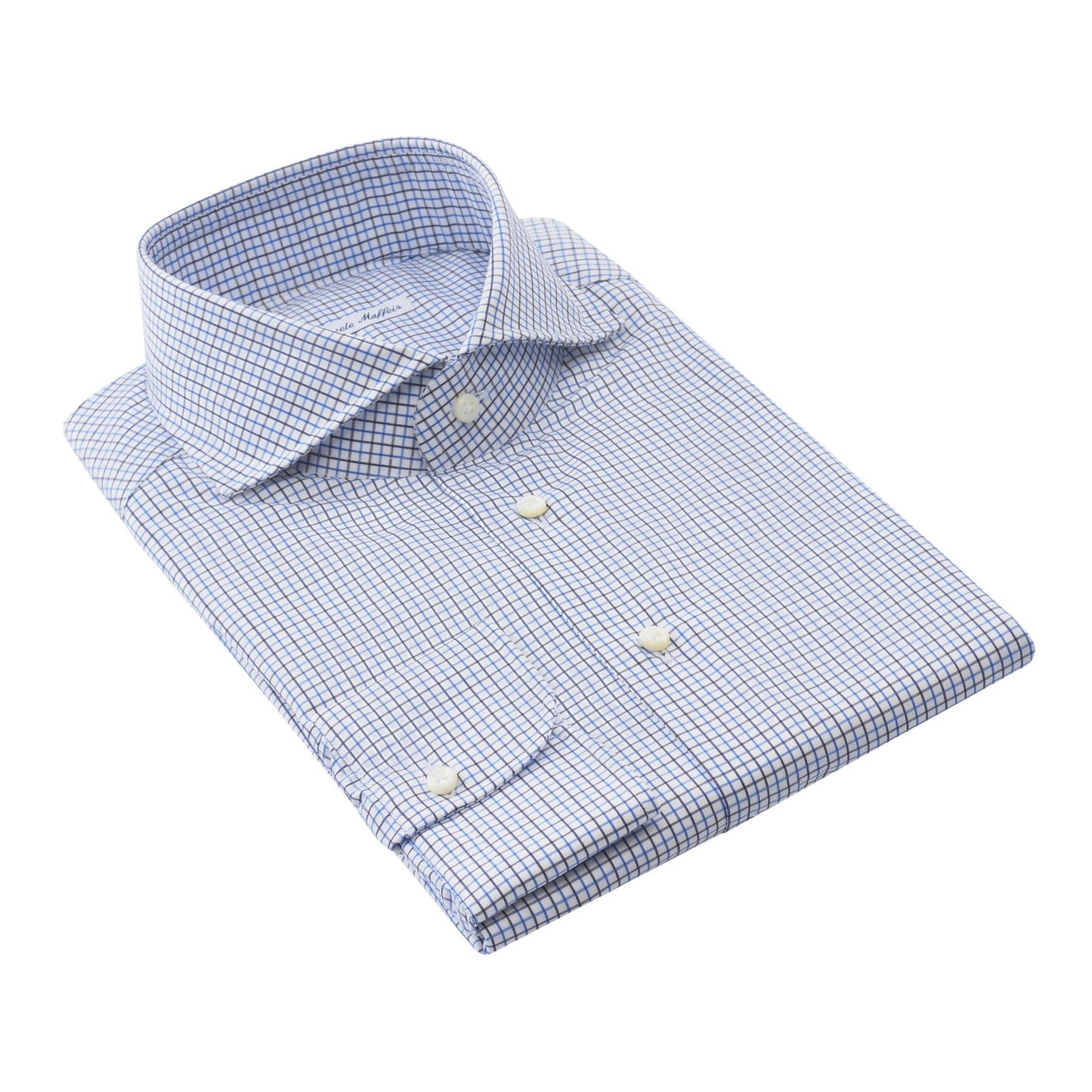 Emanuele Maffeis Tattersall Multicolor Cotton Shirt with Shark Collar - SARTALE