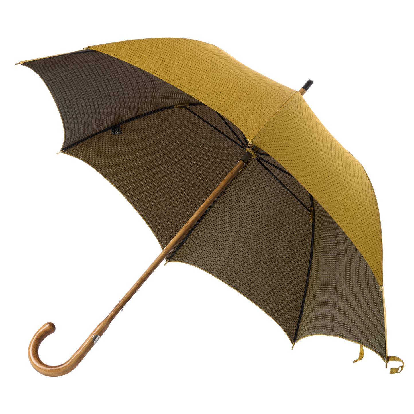 Apple Wood-Handle Polka Dot Umbrella in Yellow