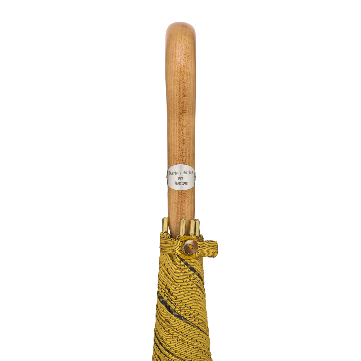 Apple Wood-Handle Polka Dot Umbrella in Yellow