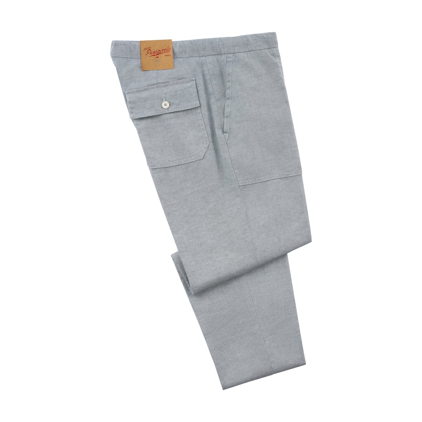 Marco Pescarolo Regular-Fit Linen-Stretch Drawstring Light Blue Trousers - SARTALE